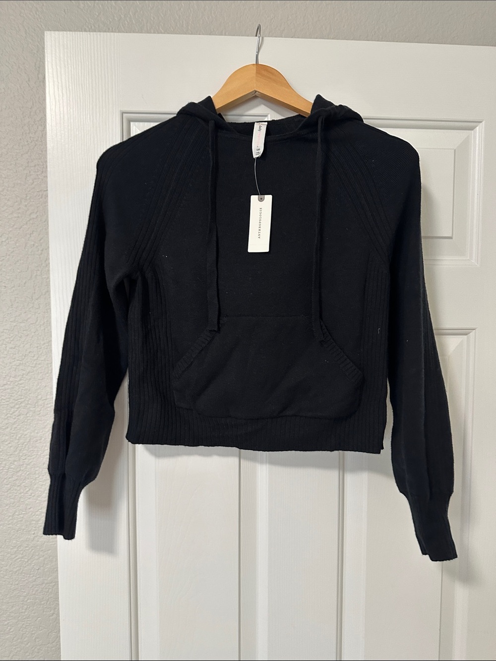 NWT Daily Ritual Black Knit Hooded Pullover XXS